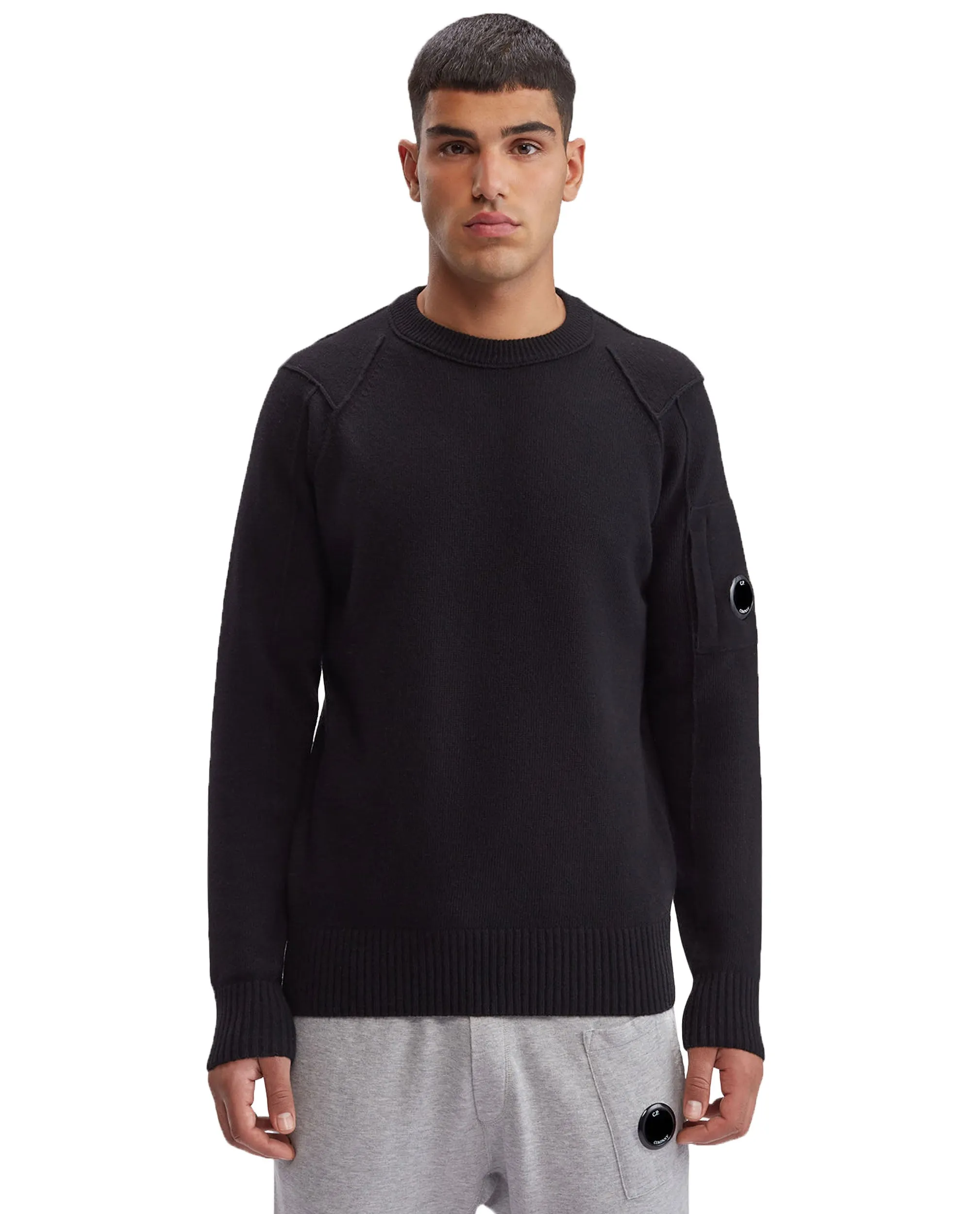 CP Company Lambswool Crew Neck Jumper Nero