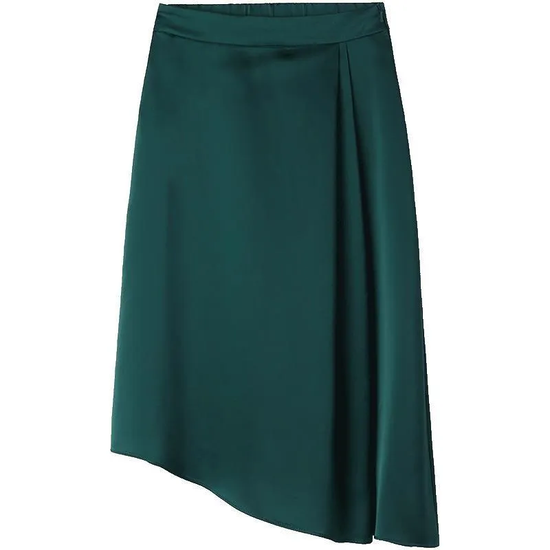 Dark Green Triacetate Asymmetrical Skirt