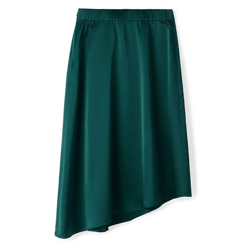 Dark Green Triacetate Asymmetrical Skirt