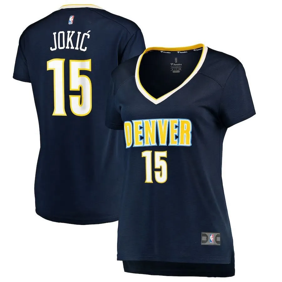 Denver Nuggets Nikola Jokic Fanatics Branded Replica Fast Break Icon Jersey Womens - Navy | Ireland S9852A1