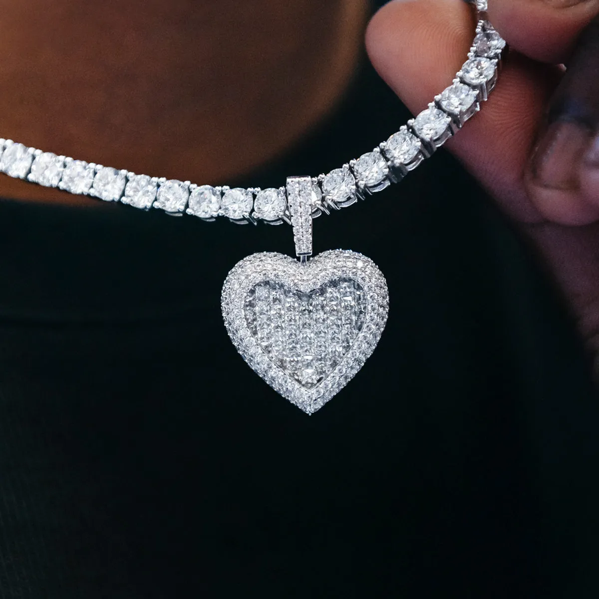 Diamond Baguette Heart Pendant