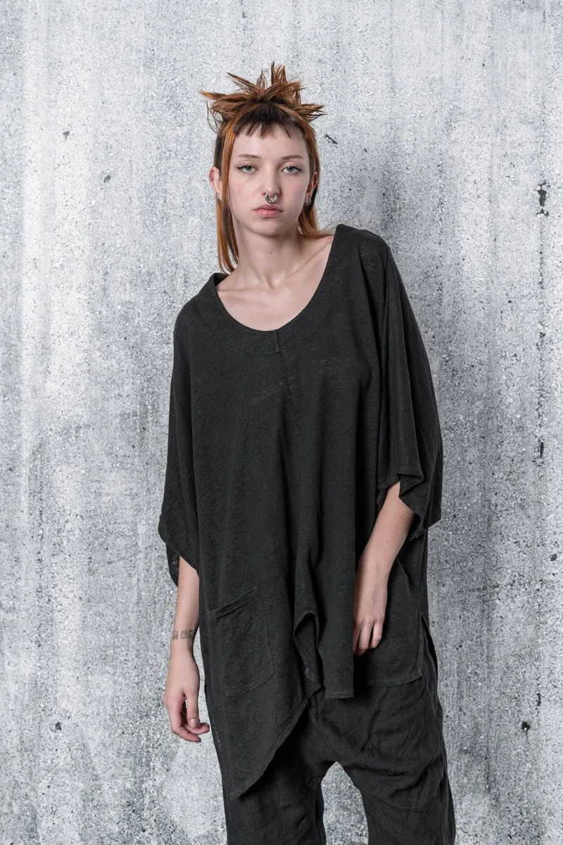 eigensinnig wien | Zizek | Schwarzes Oversize T-Shirt für Damen aus Leinen