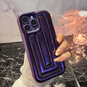 Electroplated 3D Stripe Soft Case for iPhone 14 13 12 Pro Max 11 14Plus Shell Shockproof Luggage Box Air-Bags Glossy Cover Funda