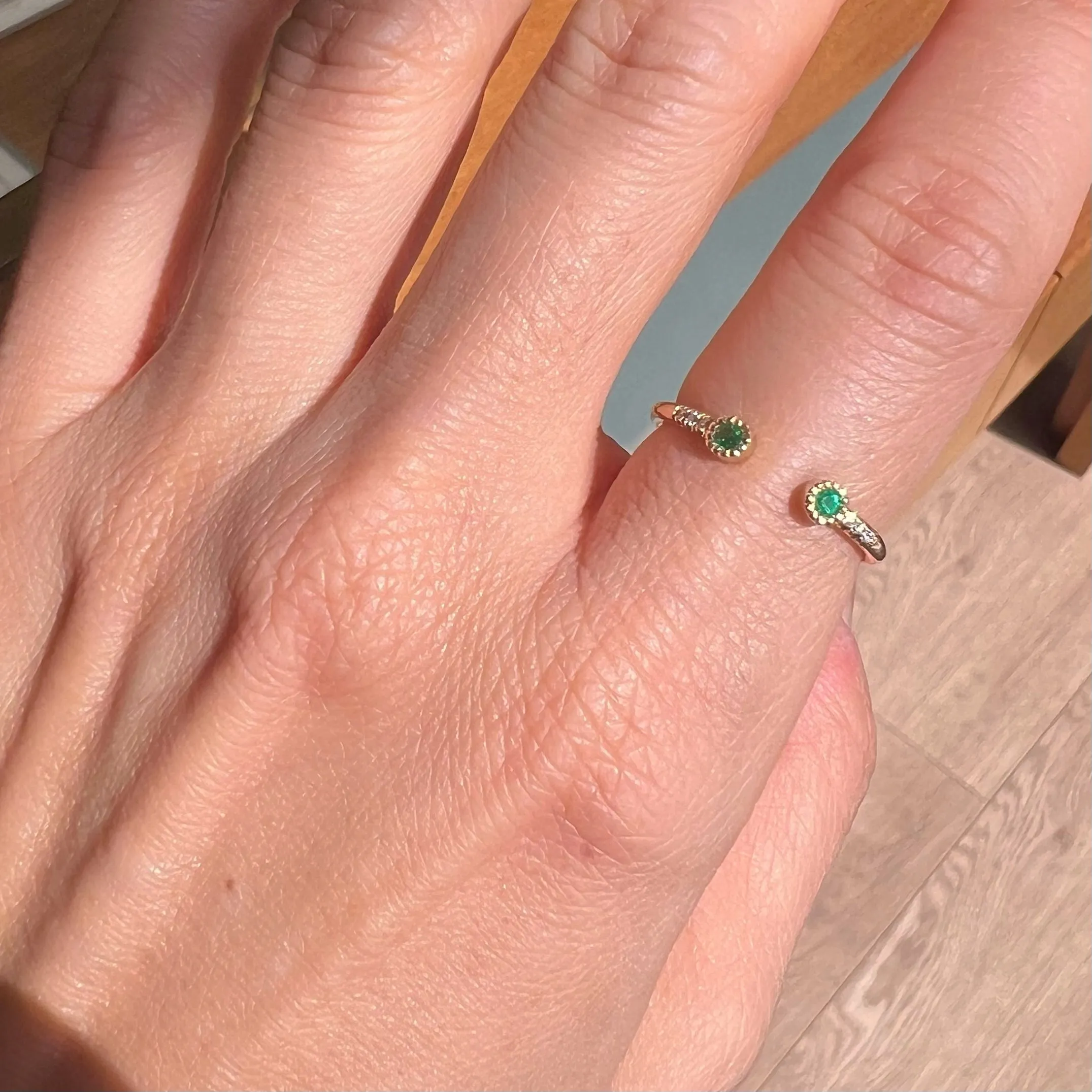 Emerald Bezel Equilibrium Cuff Ring