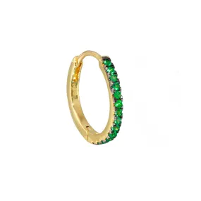 Emerald Single Huggies, 14k