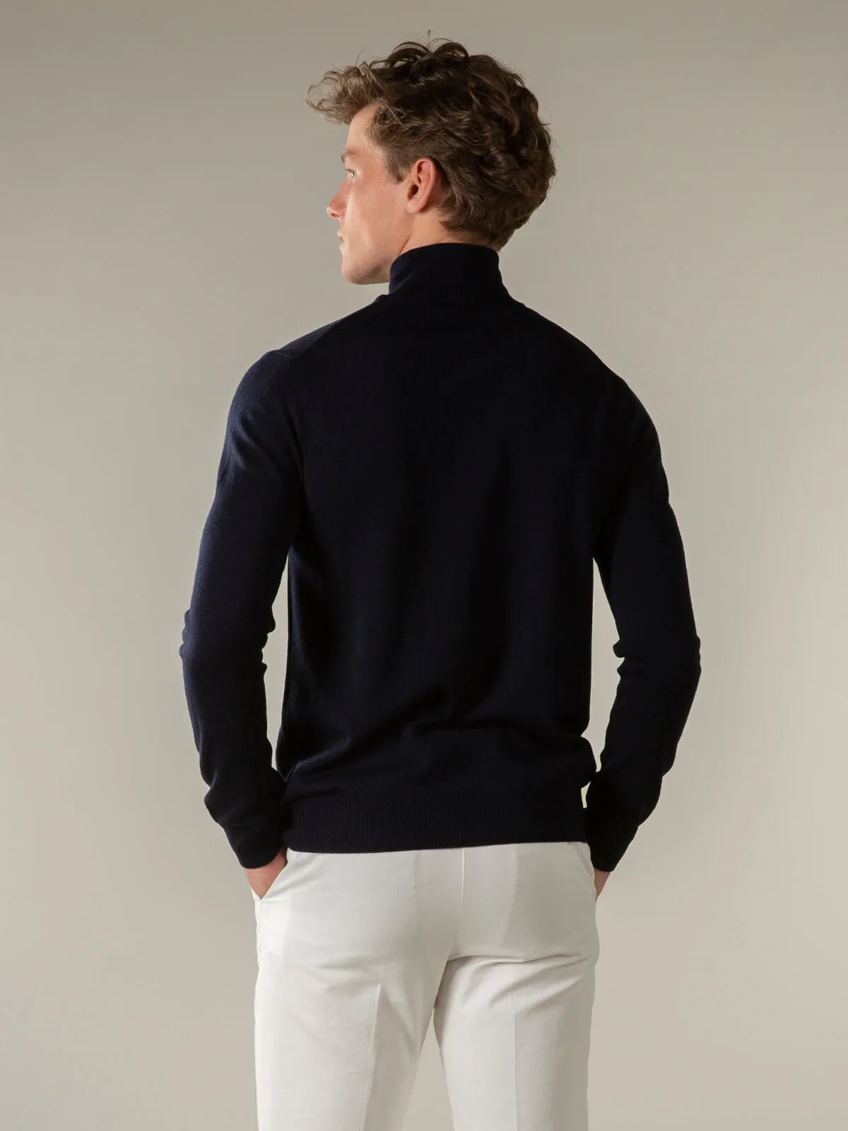 Extrafine Merino Rollneck Navy