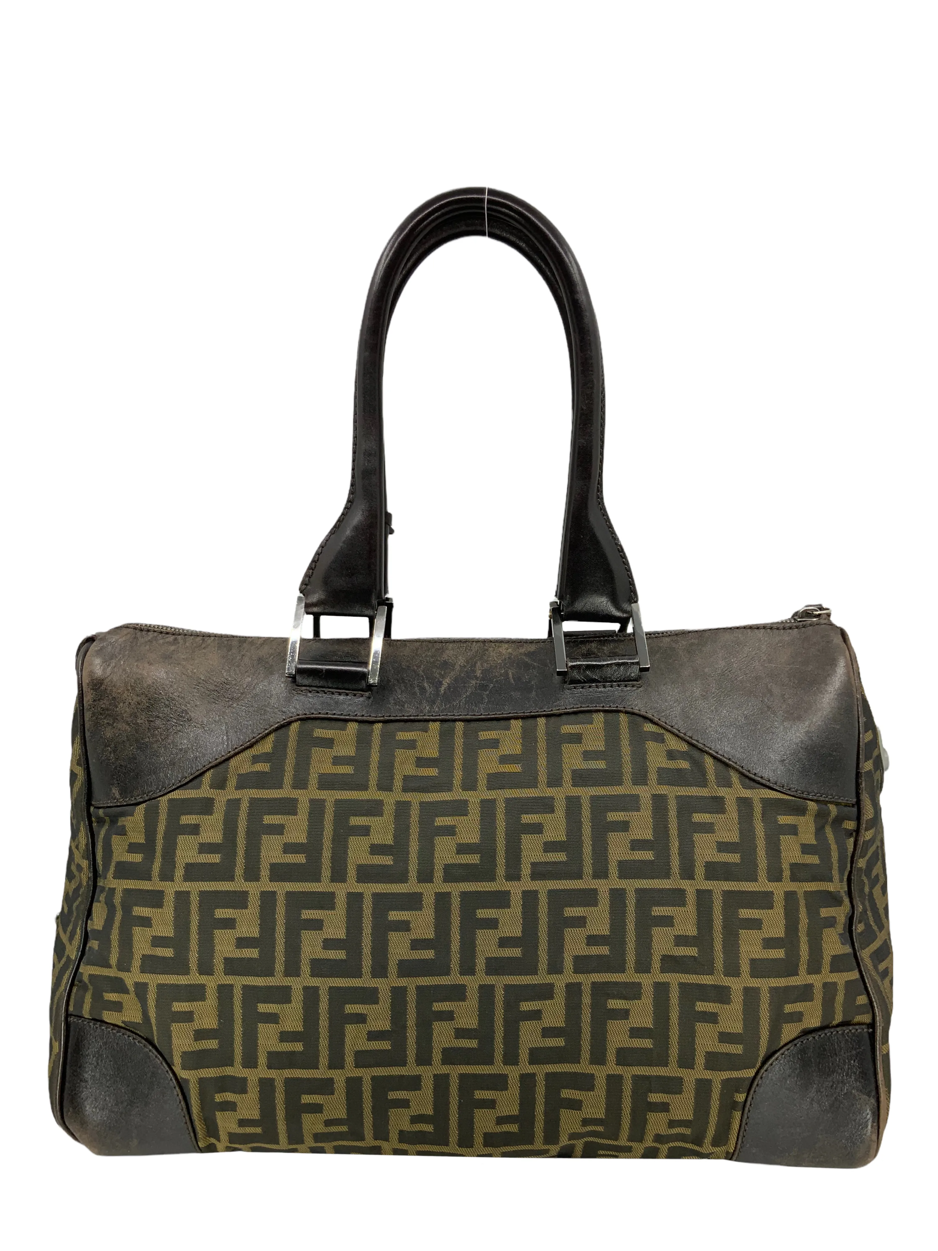 FENDI Zucca Canvas and Leather Small Duffel Bag