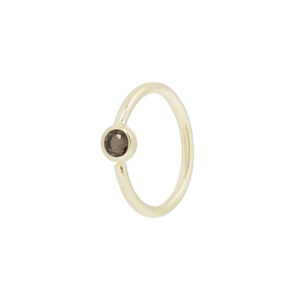 Fixed Bezel Bead Ring 2mm Smoky Quartz - Side Set Facing