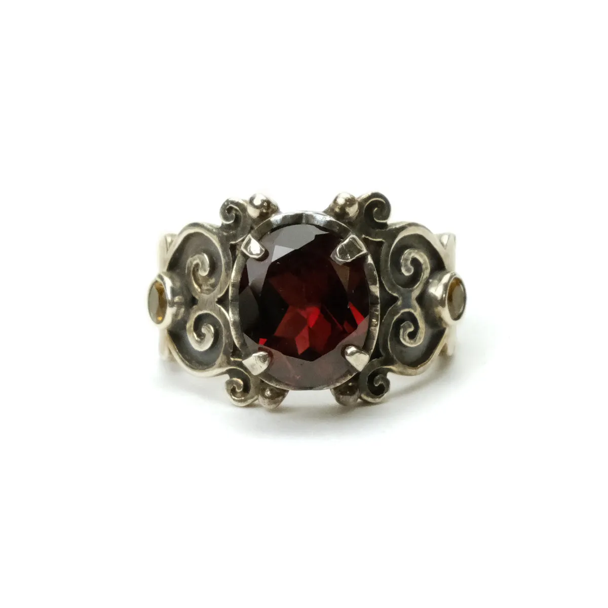 Garnet Sterling Silver Adjustable Ring