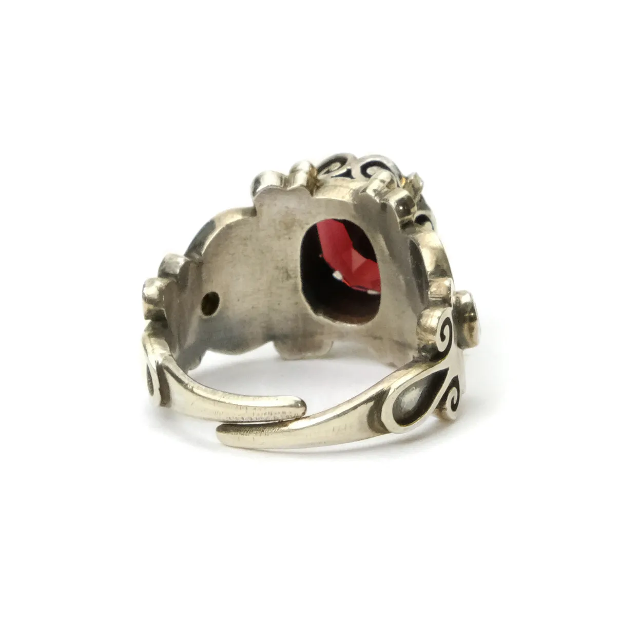 Garnet Sterling Silver Adjustable Ring