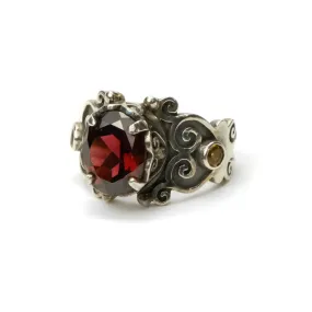 Garnet Sterling Silver Adjustable Ring