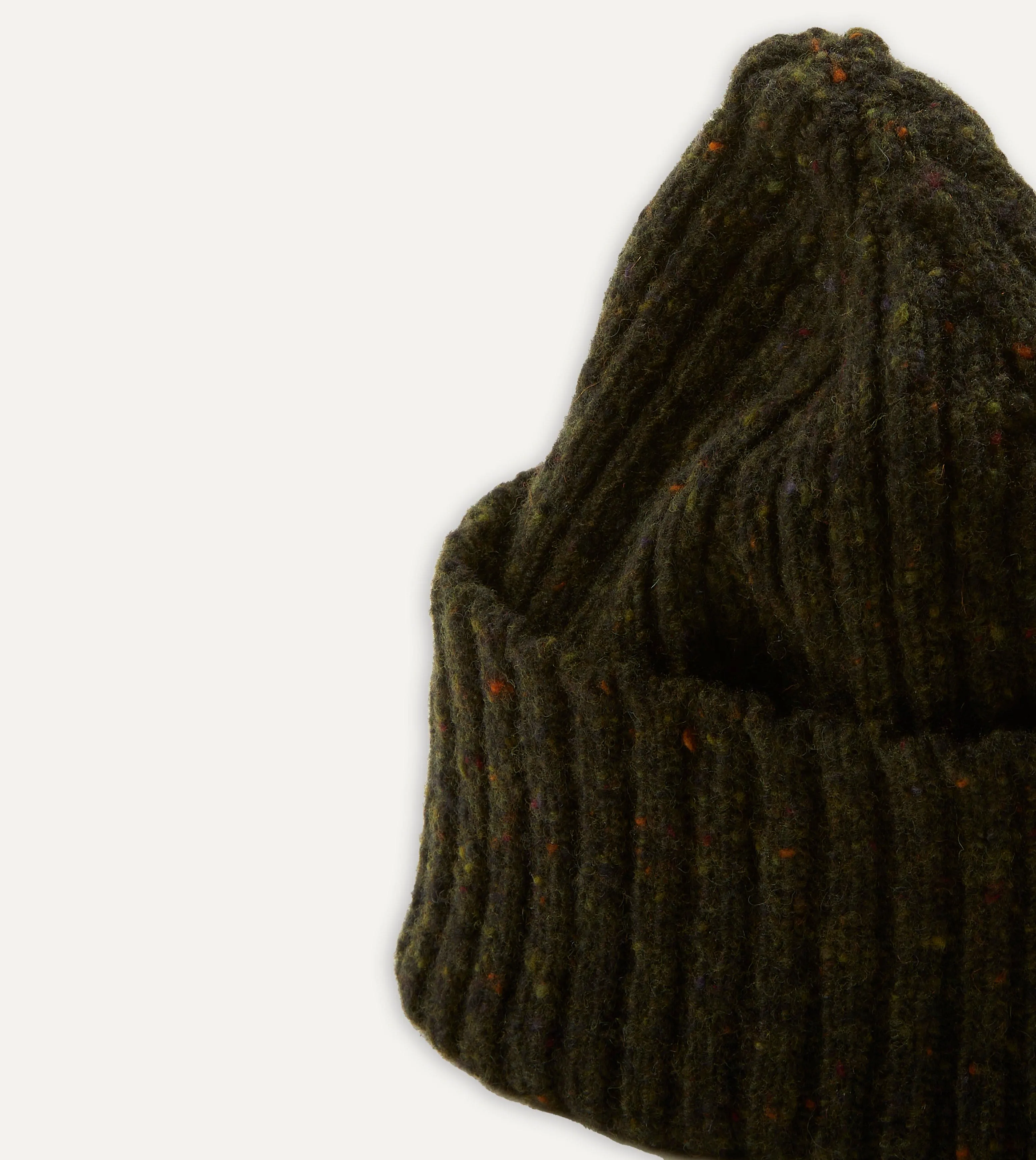 Green Ribbed Merino Donegal Knit Cap