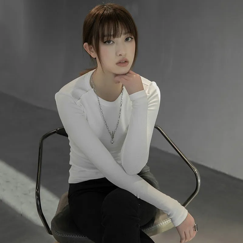 Hoshiko O-Neck Long Sleeve Shirt - White