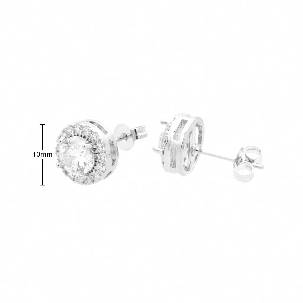 Iced Out CZ Paved Round Stud Earrings