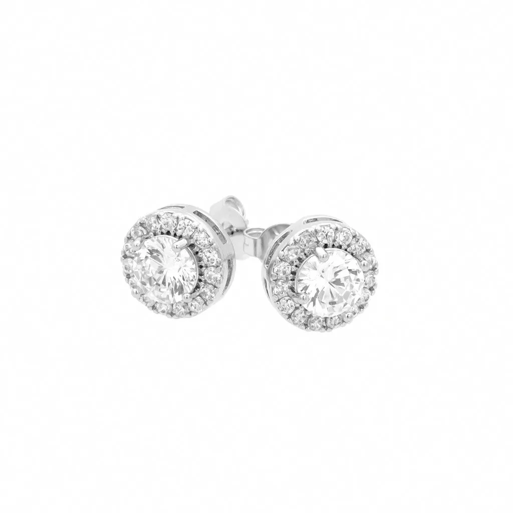 Iced Out CZ Paved Round Stud Earrings