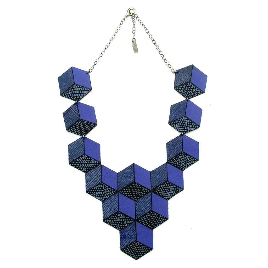 Jeanne Darc blue 3D leather necklace