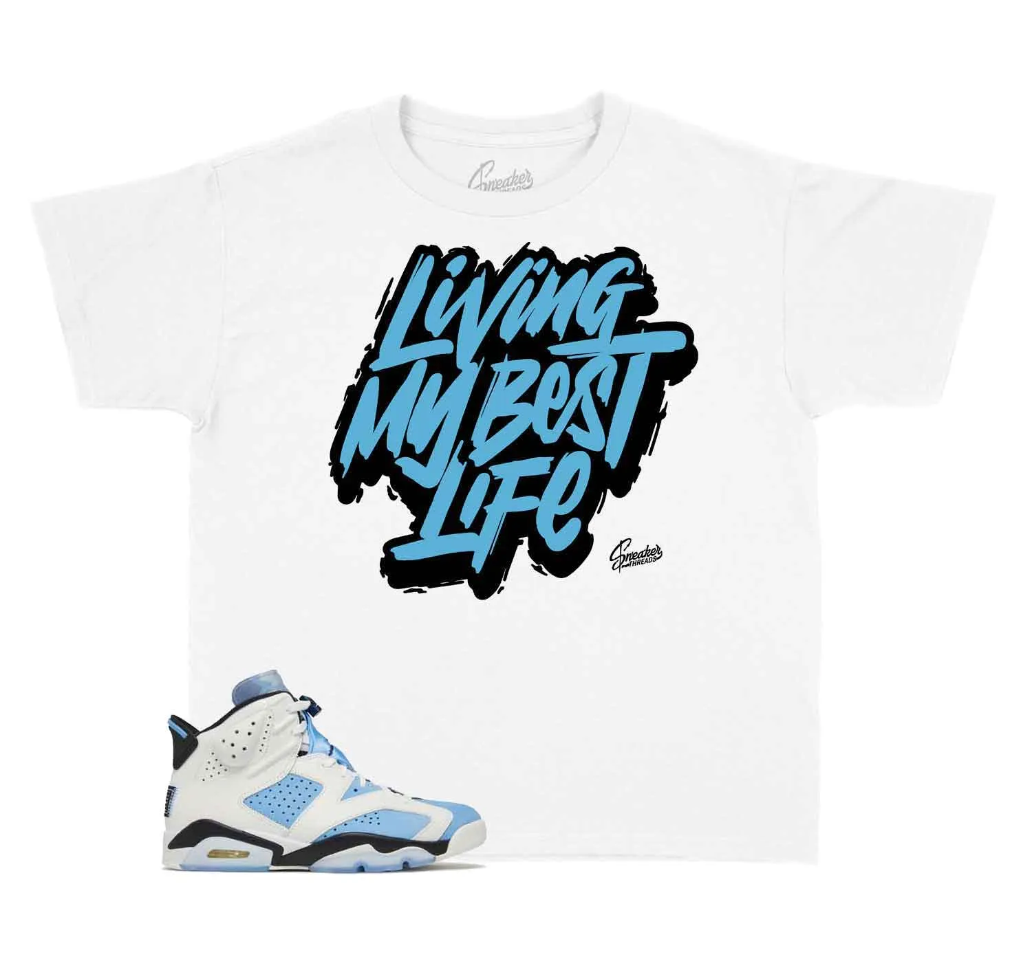 Kids University Blue 6 Shirt - Living Life - White