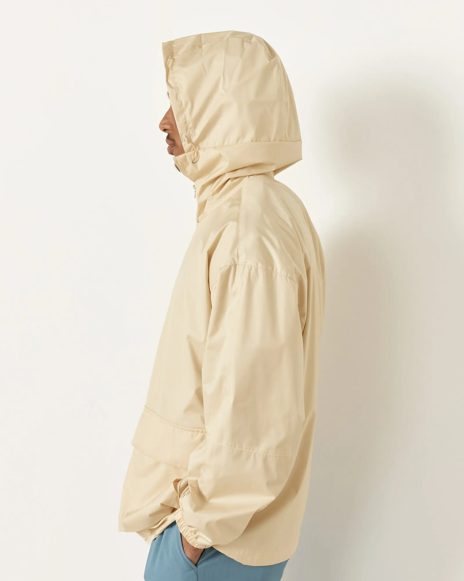 Laminate Zip Blouson in Light Beige