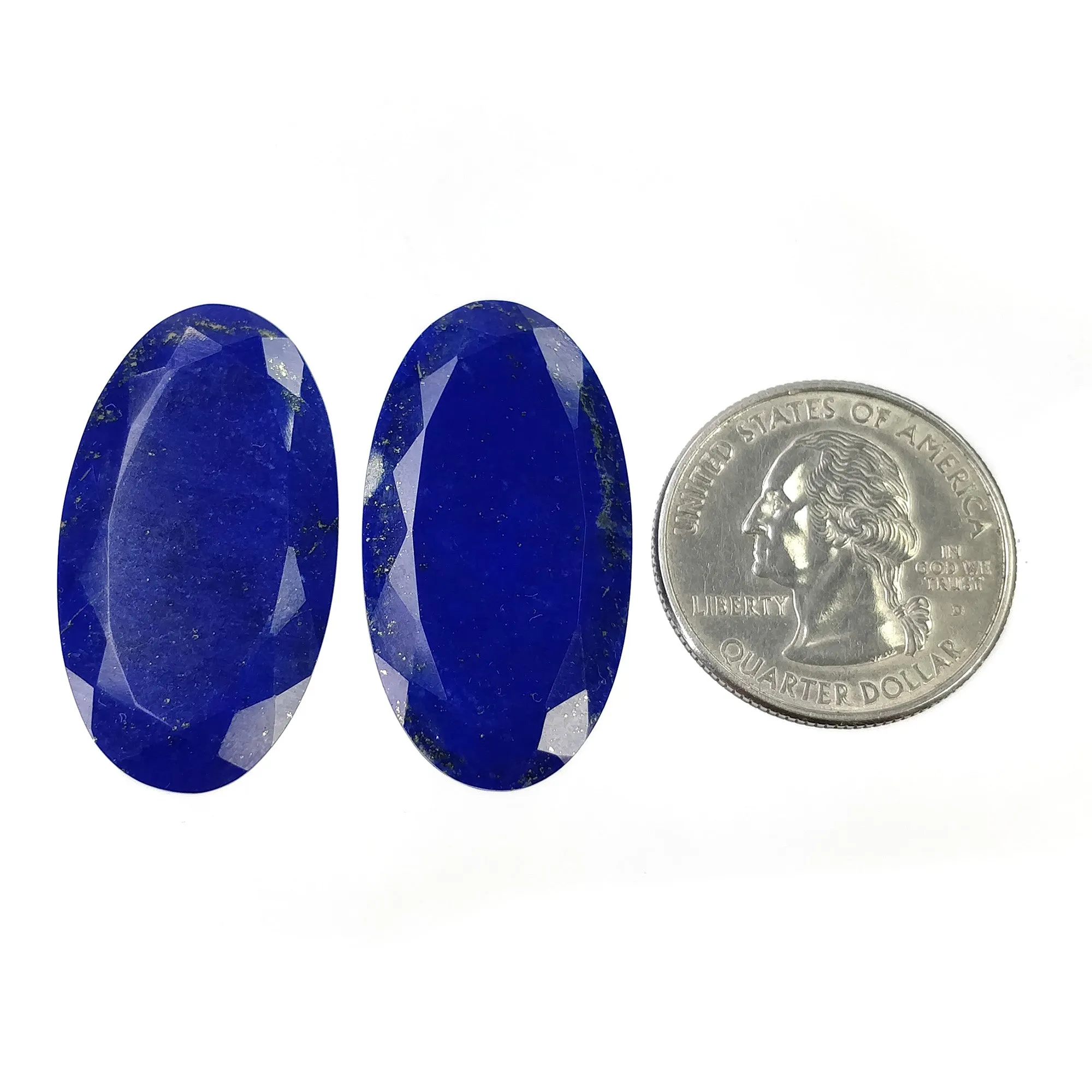 LAPIS LAZULI Gemstone  Normal Cut : 50.00cts Natural Untreated Blue Lapis Oval Shape 34*18mm Pair