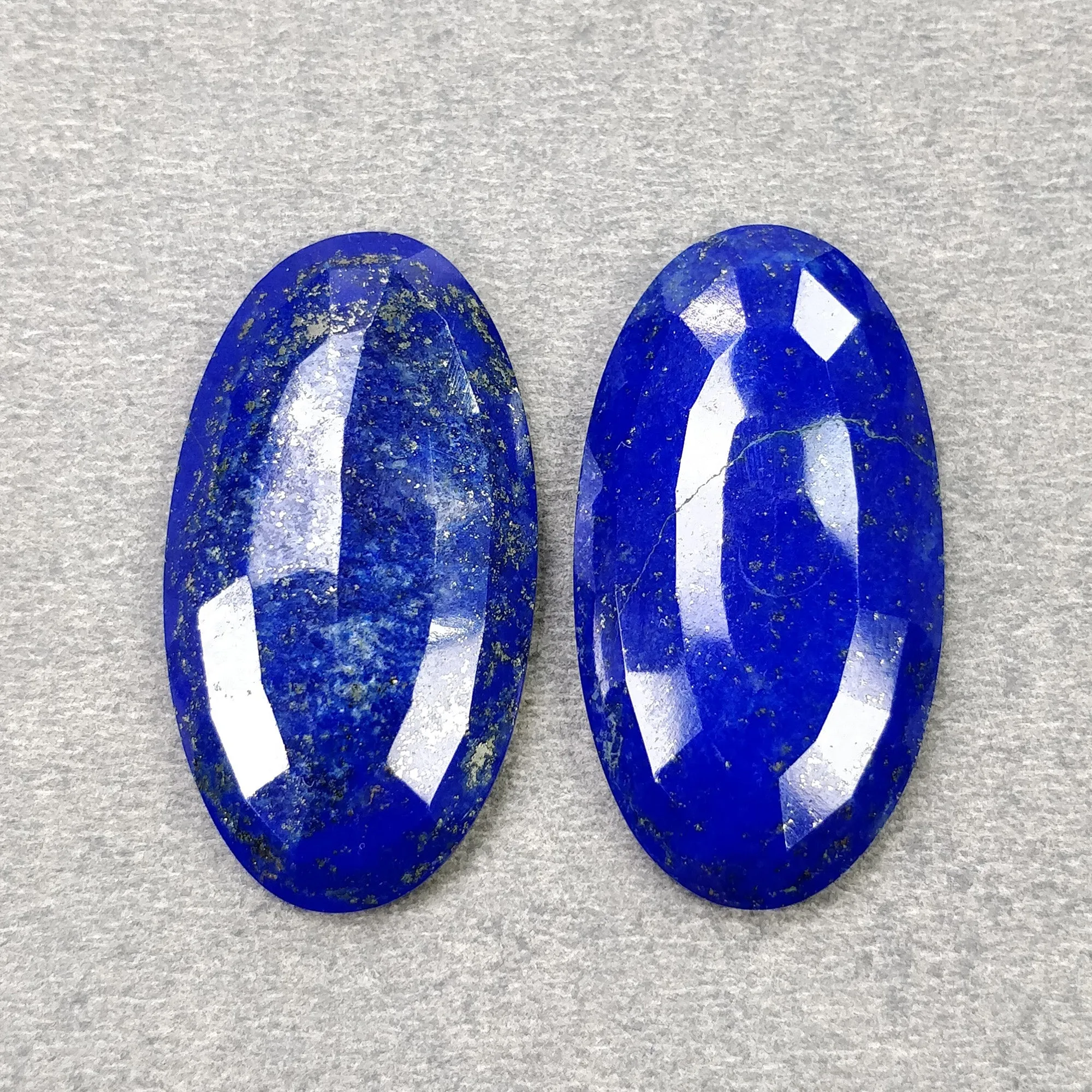 LAPIS LAZULI Gemstone  Normal Cut : 50.00cts Natural Untreated Blue Lapis Oval Shape 34*18mm Pair