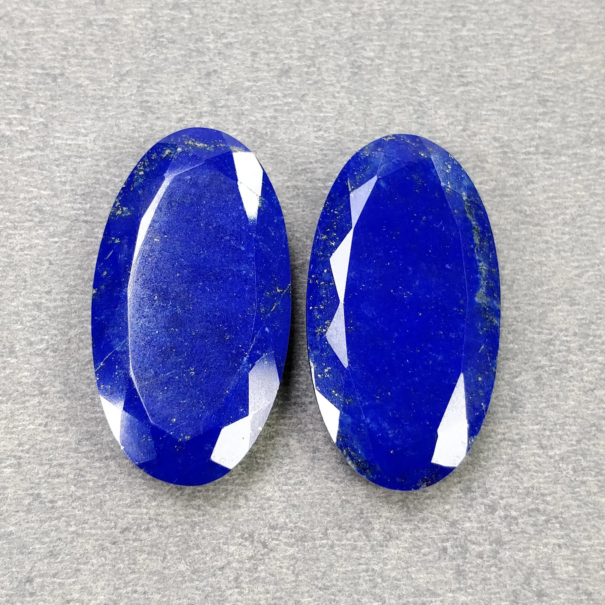 LAPIS LAZULI Gemstone  Normal Cut : 50.00cts Natural Untreated Blue Lapis Oval Shape 34*18mm Pair