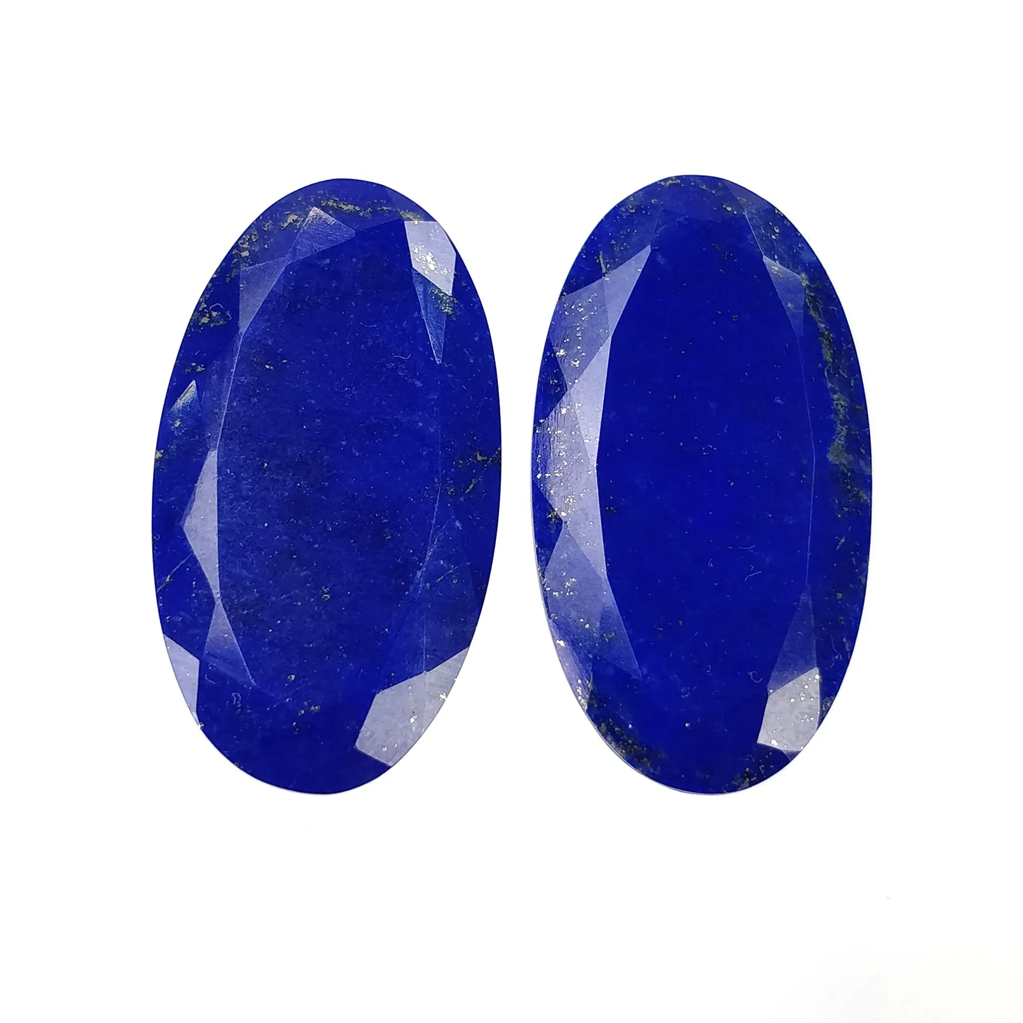 LAPIS LAZULI Gemstone  Normal Cut : 50.00cts Natural Untreated Blue Lapis Oval Shape 34*18mm Pair