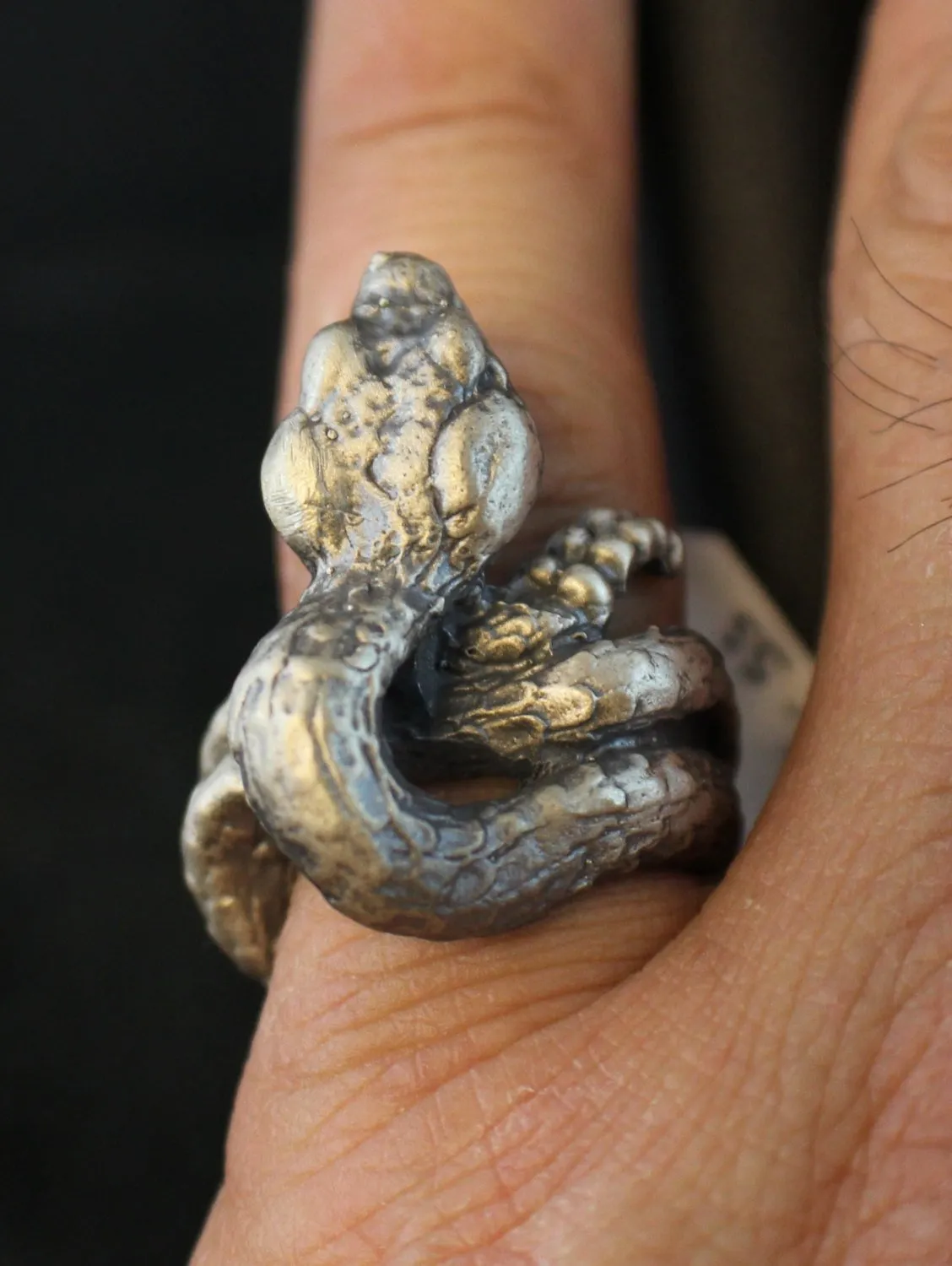 Large Rattlesnake Sculpted Snake Ring -UDINC0079