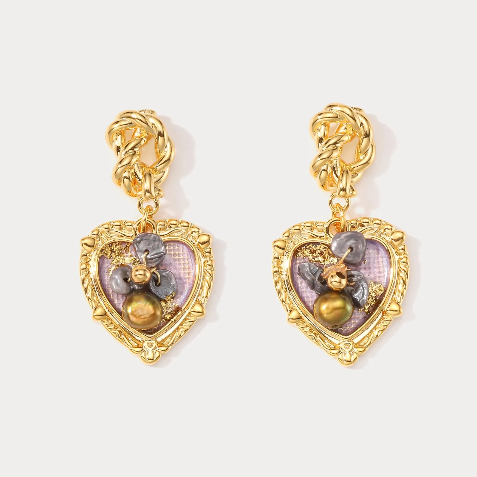 Lavender Heart Earrings