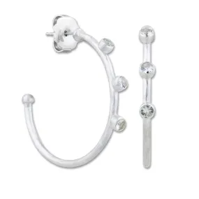 Lika Behar Silver 30mm Hoop Earrings with White Sapphires