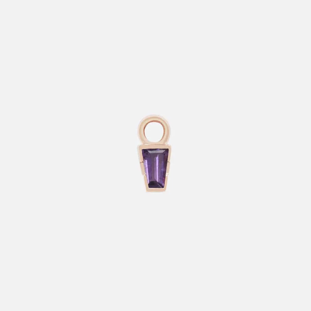 Linda Tapered Baguette Charm - 14K ROSE - Amethyst