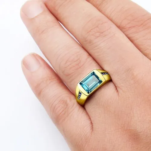 Men's  TOPAZ Ring in REAL 14k Yellow Fine Solid Gold