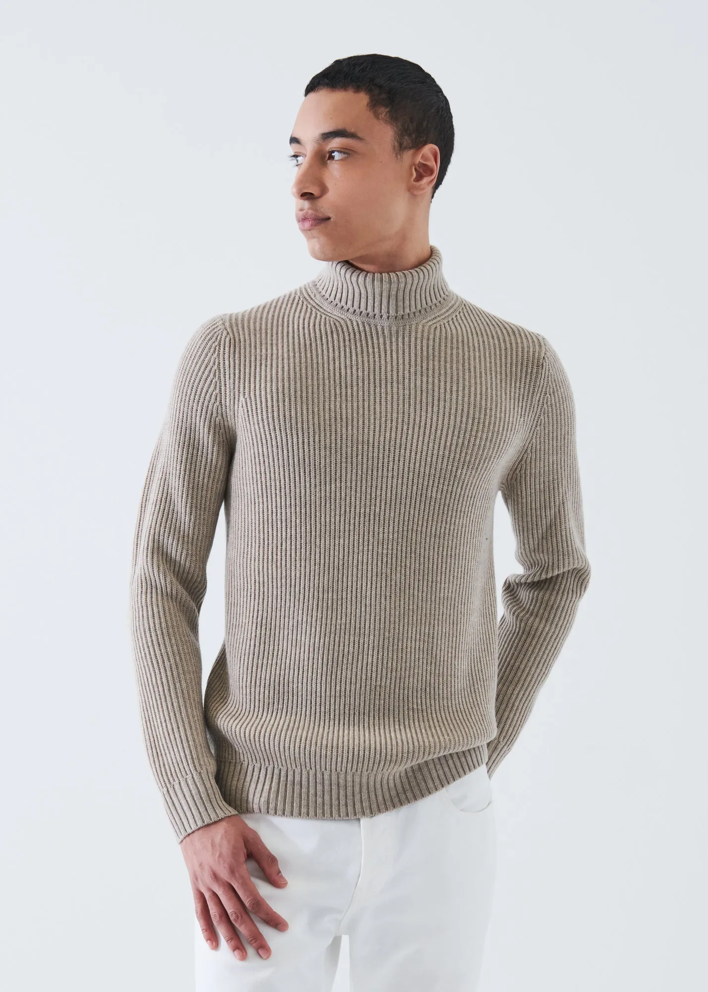 MERINO RIBBED KNIT TURTLENECK