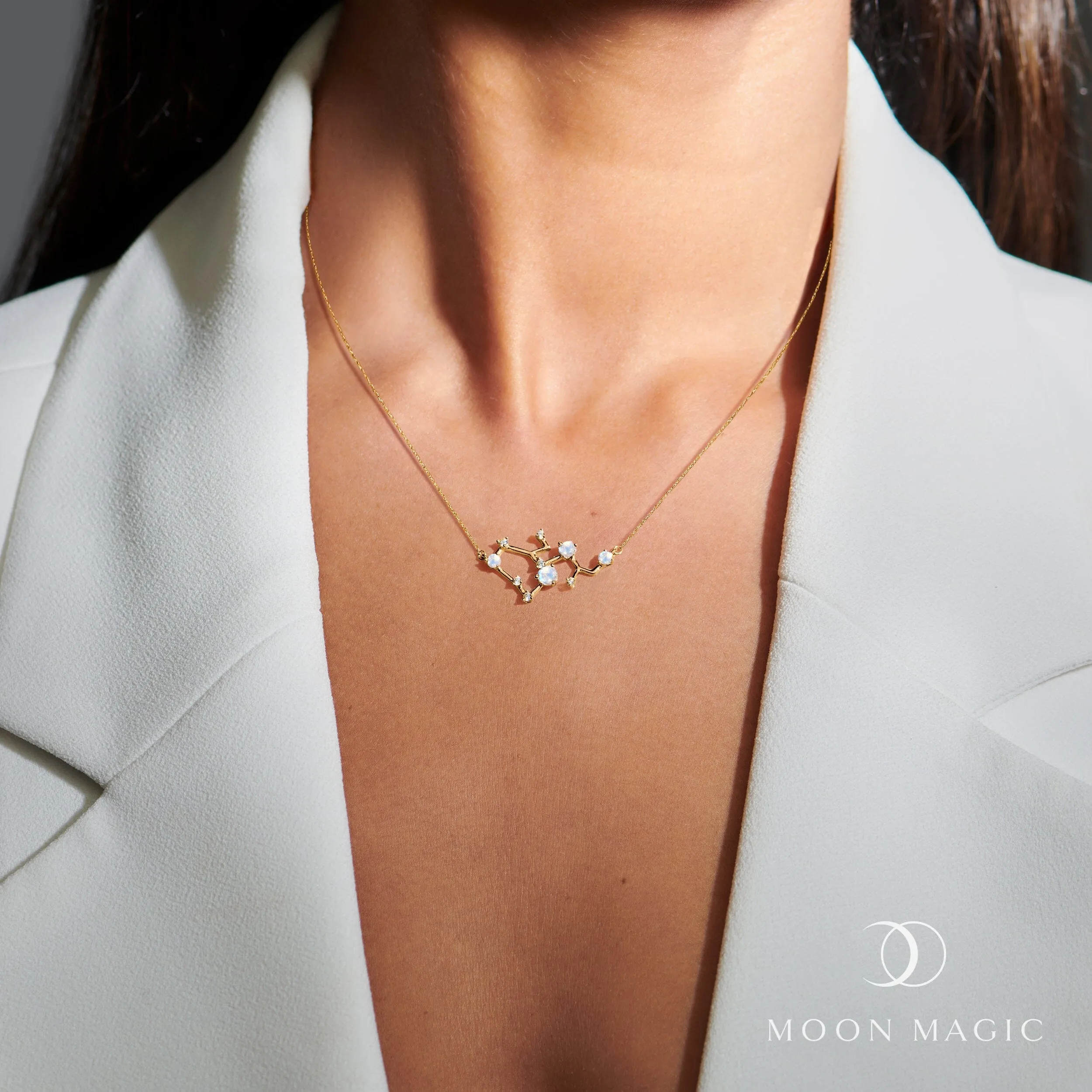 Moonstone Diamond Necklace - Sagittarius Zodiac Constellation