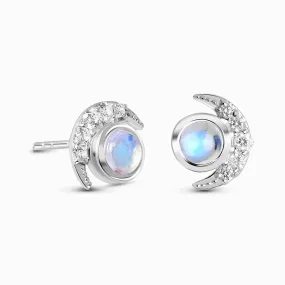 Moonstone / White Topaz Earrings - Moonlighters Studs