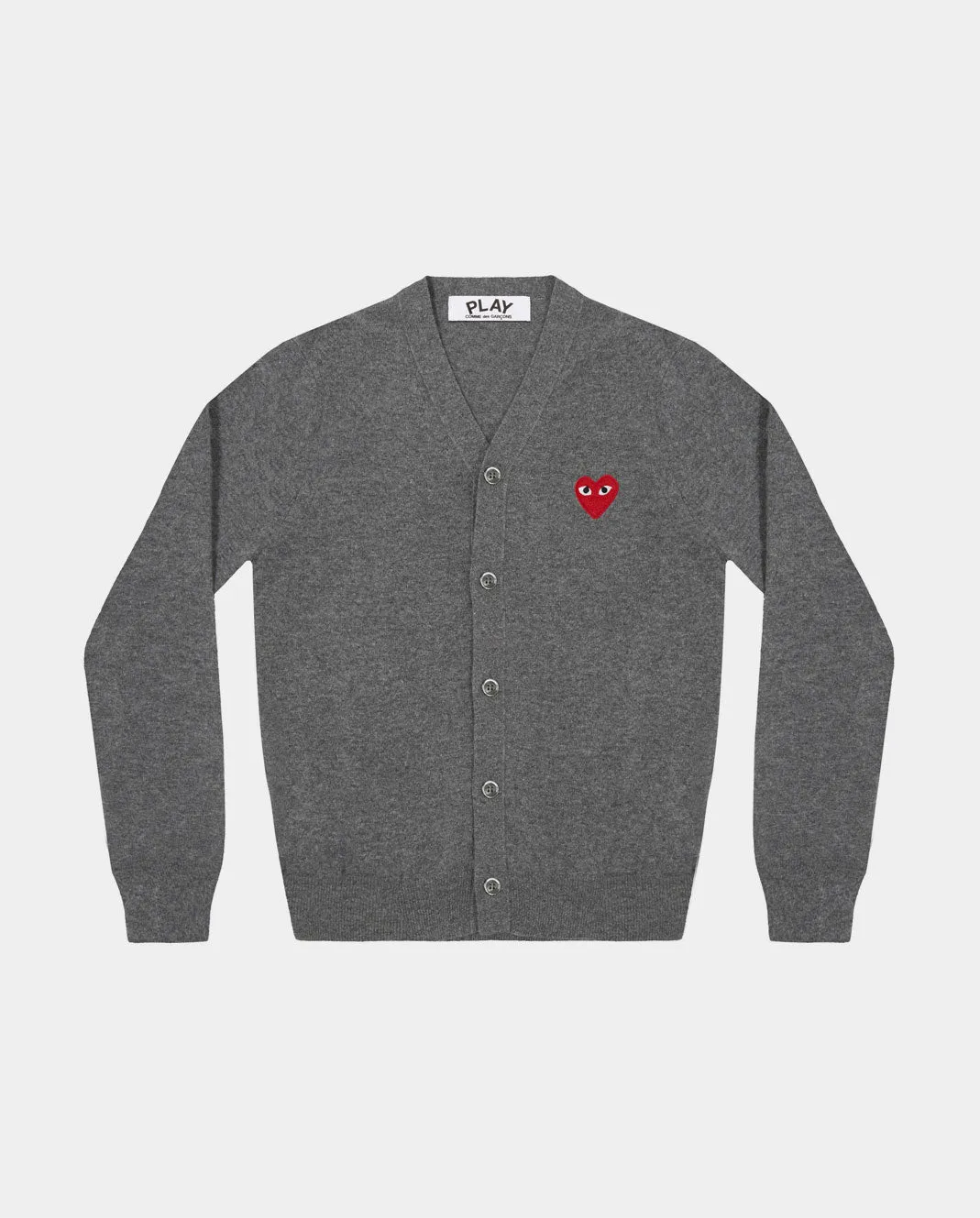 N008 RED HEART CARDIGAN / GREY