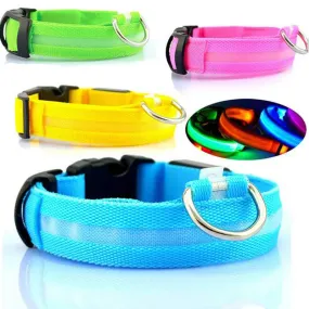 Nylon Pet Dog Collar LED Light Night Safety Pets Supplies Cat LED Dog Collar For Small Dogs LED Collars Glowing Pet Accessories