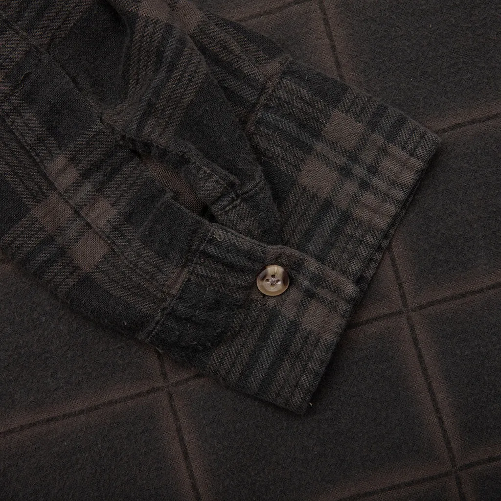 Over Dyed Ribbon Wide Shirt - Brown