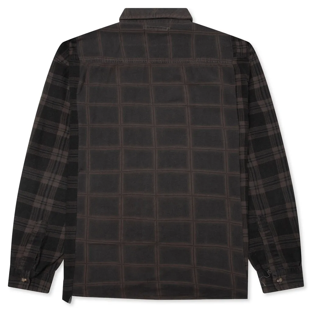 Over Dyed Ribbon Wide Shirt - Brown