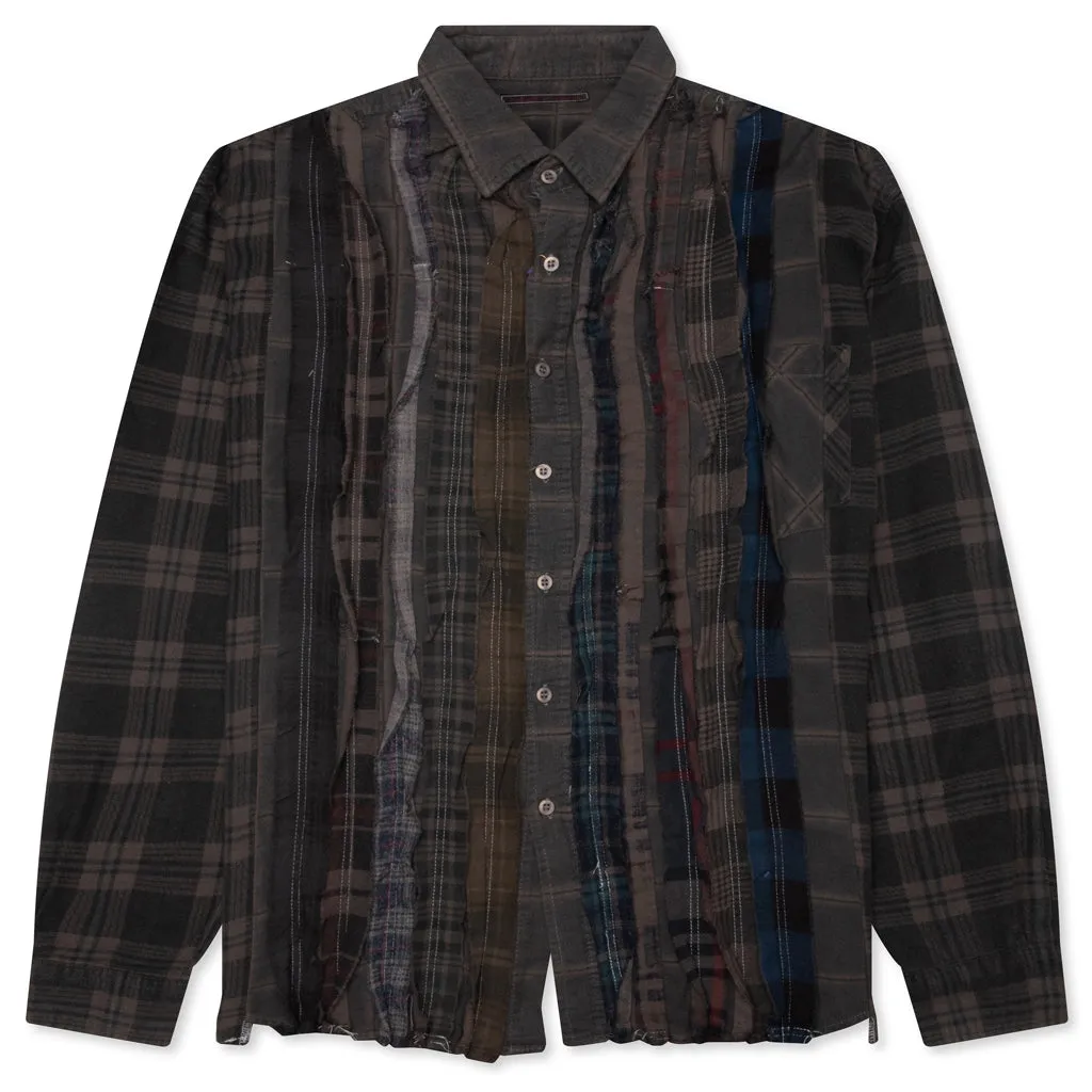 Over Dyed Ribbon Wide Shirt - Brown