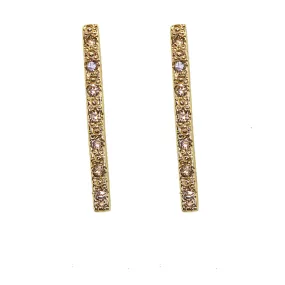 Pave Gold Bar Stud Earrings