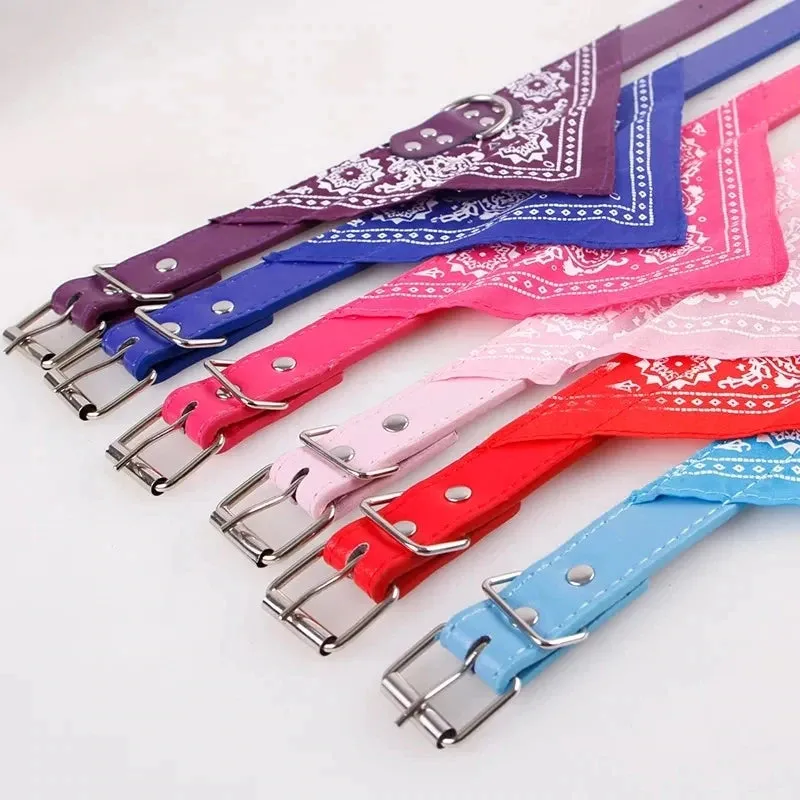 Pet Collars With Print Scarf Cute Adjustable Small Dog Collar Neckerchief Puppy Pet Slobber Towel Cat Accessories