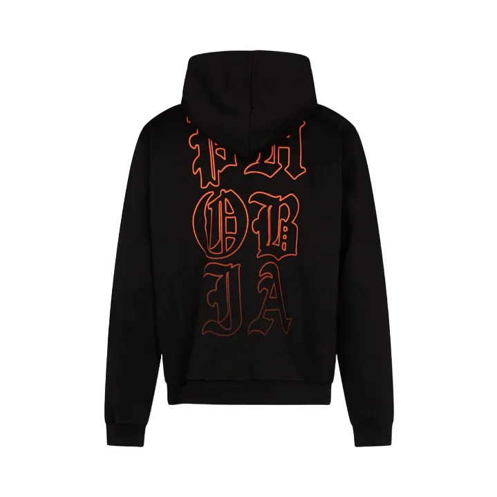 Phobia men's hooded sweatshirt with Morso de Demone print orange PH00388 black