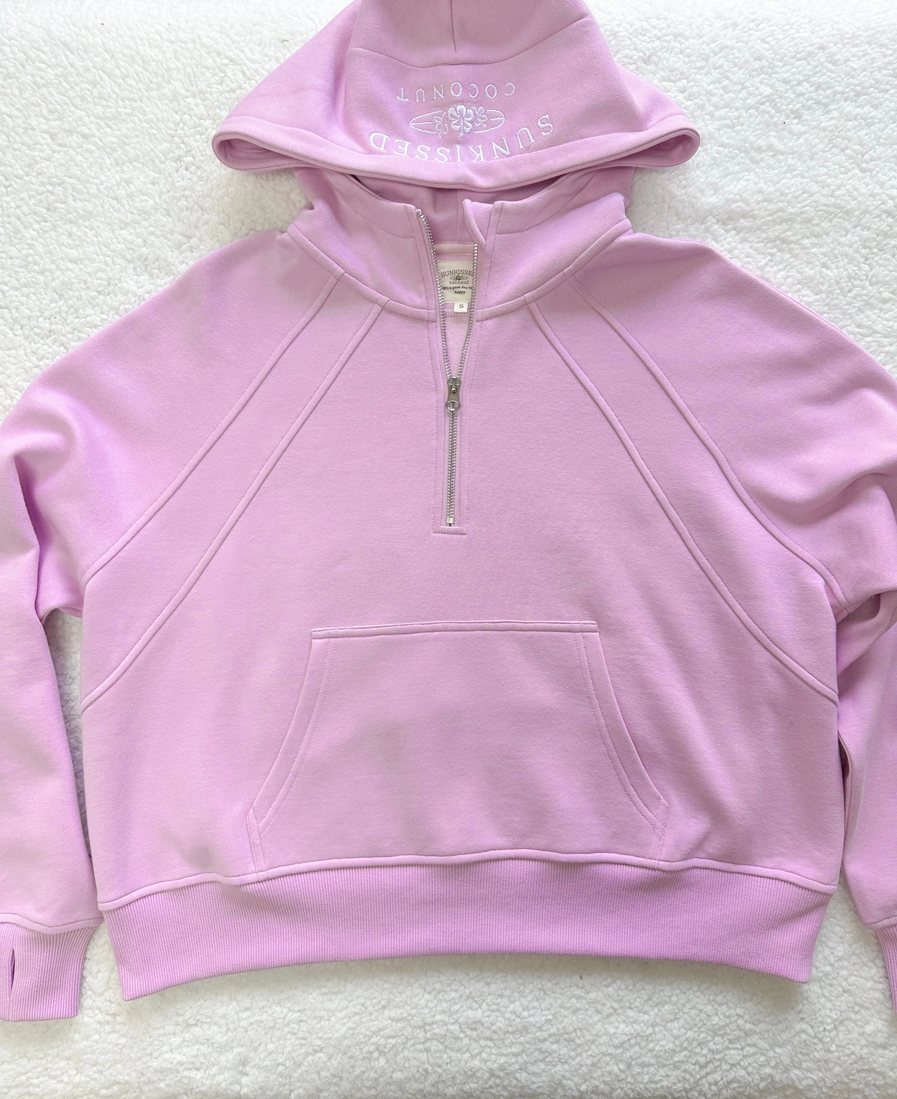 Pilates Detailed Waist Length Quarter Zip Hoodie