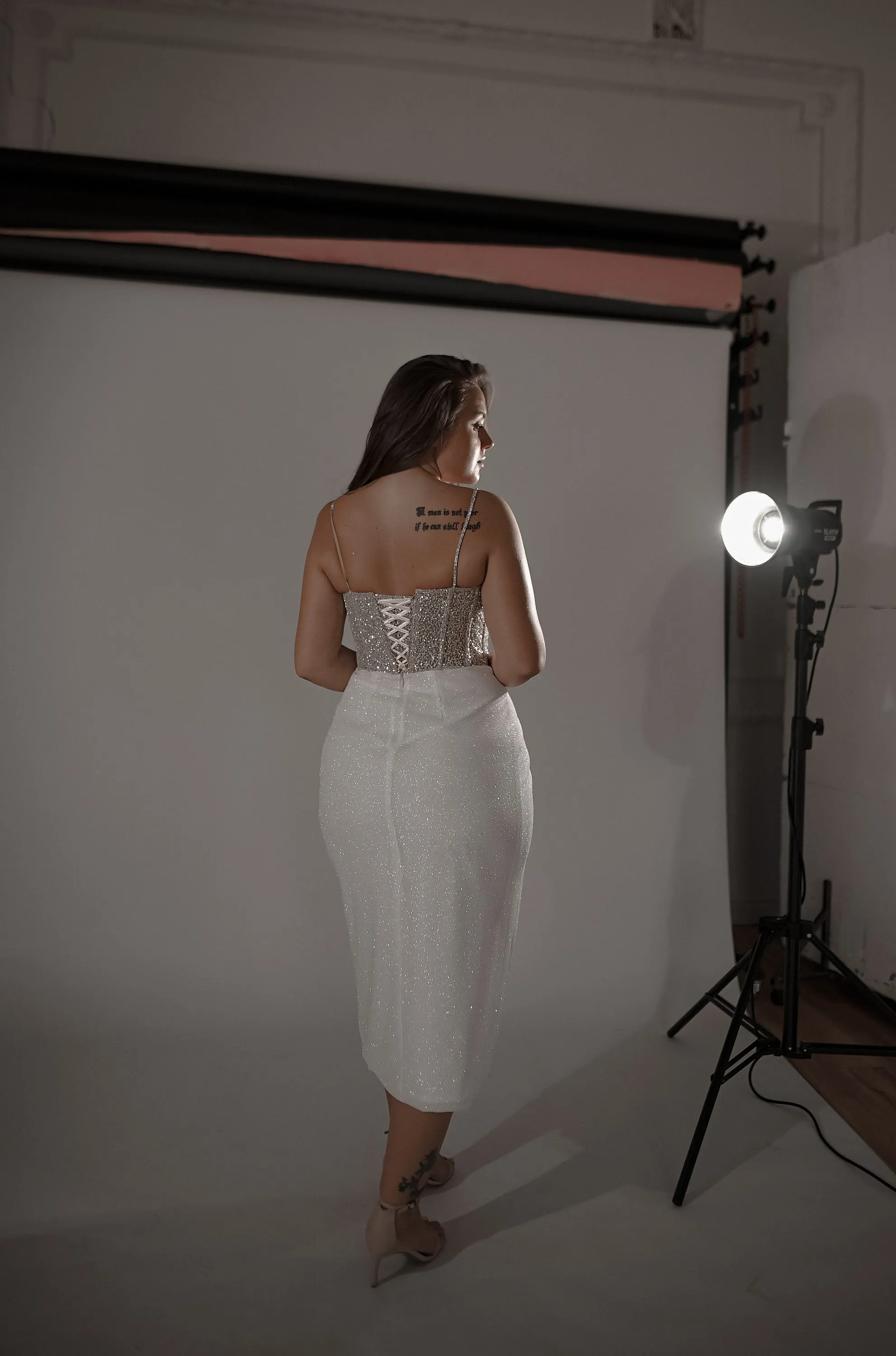 Plus-size Midi Sparkly Wedding Dress Madonna