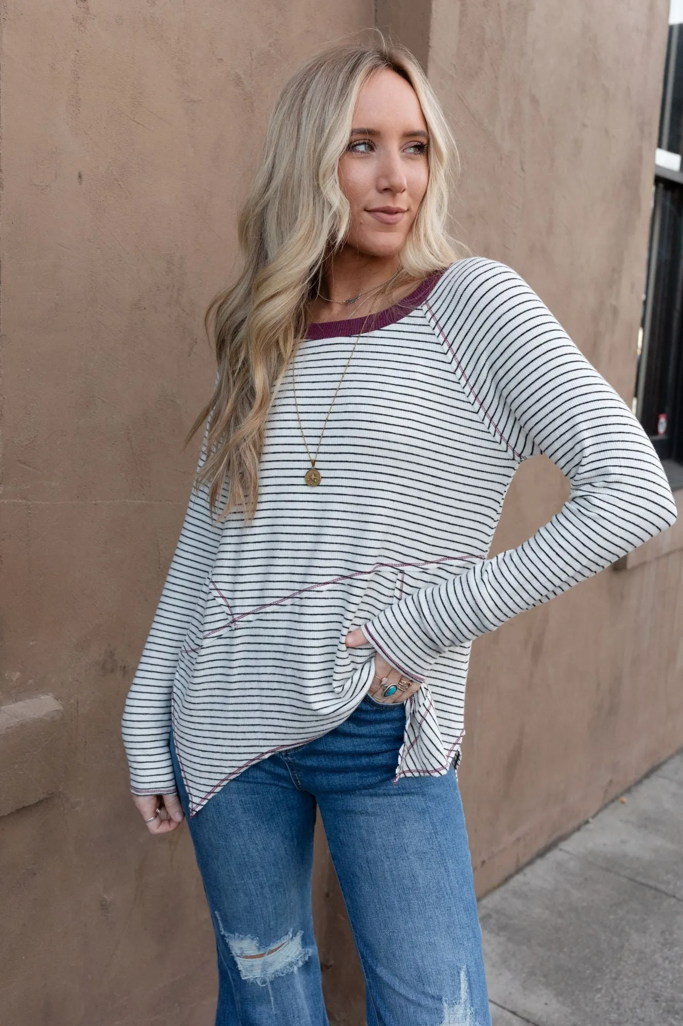 Poetic Pinstripe Top - Ivory Multi