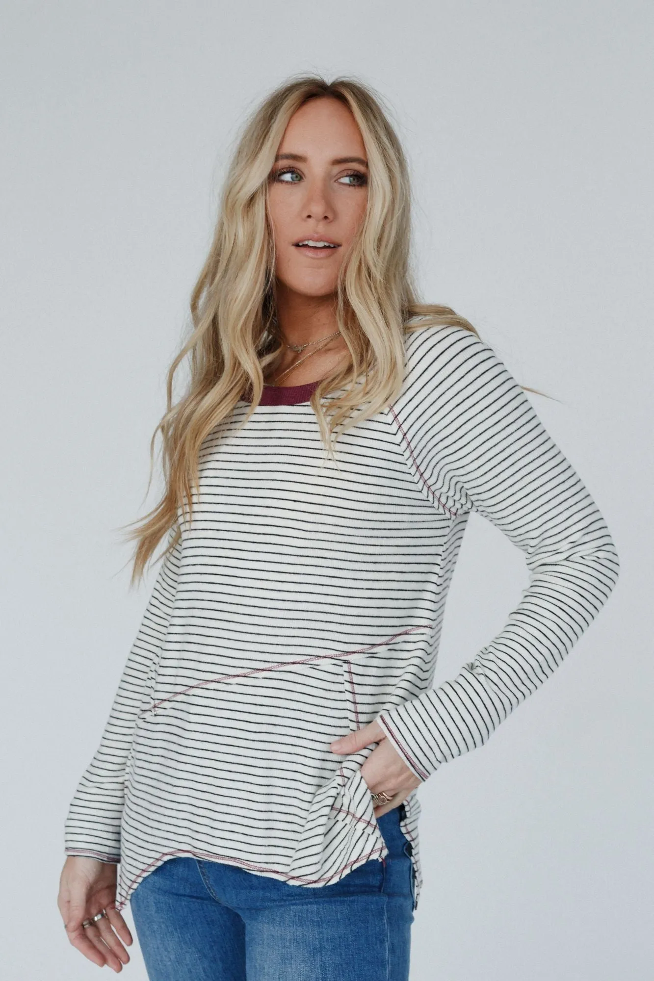 Poetic Pinstripe Top - Ivory Multi