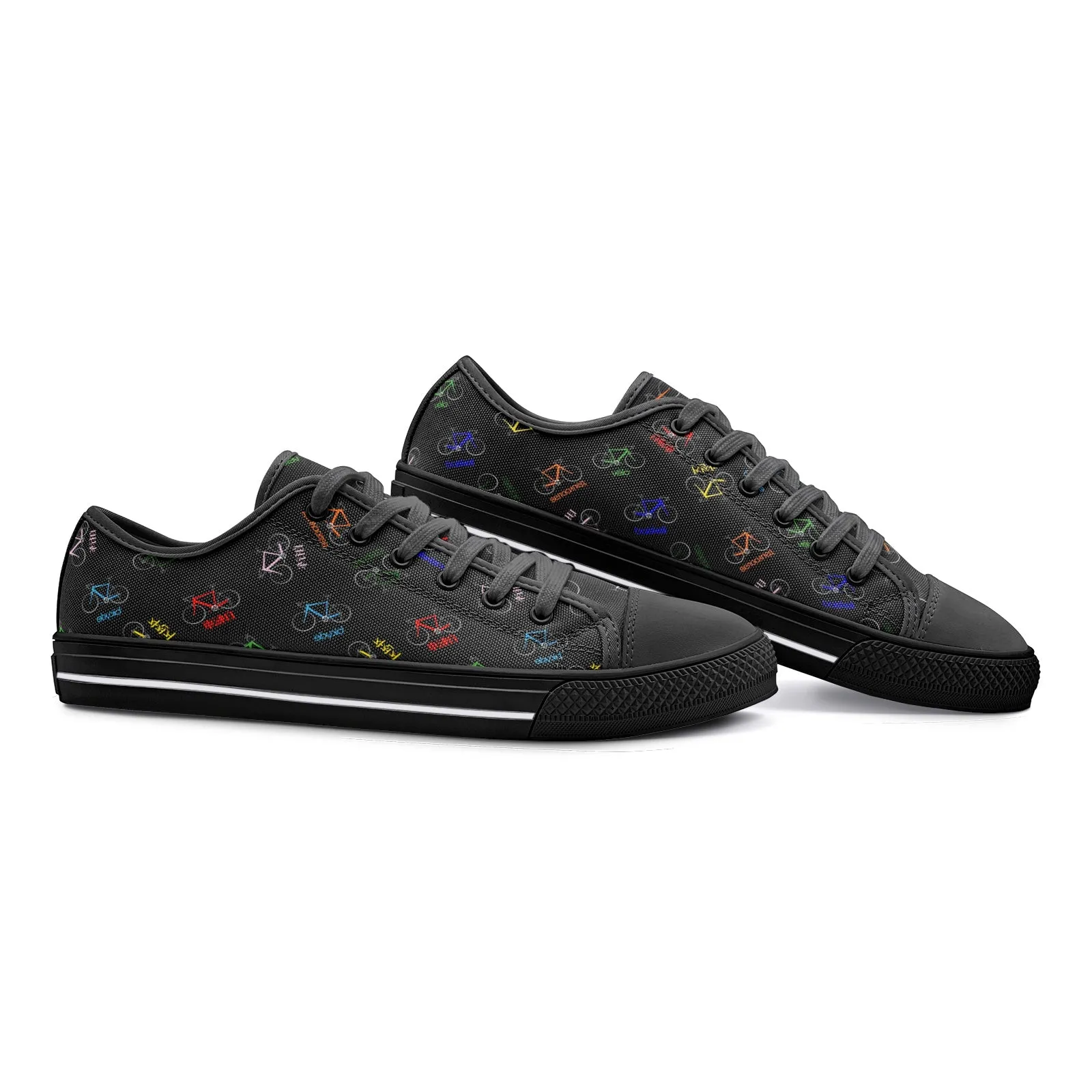 Polyglot Cyclist Unisex Low Top Canvas Shoes