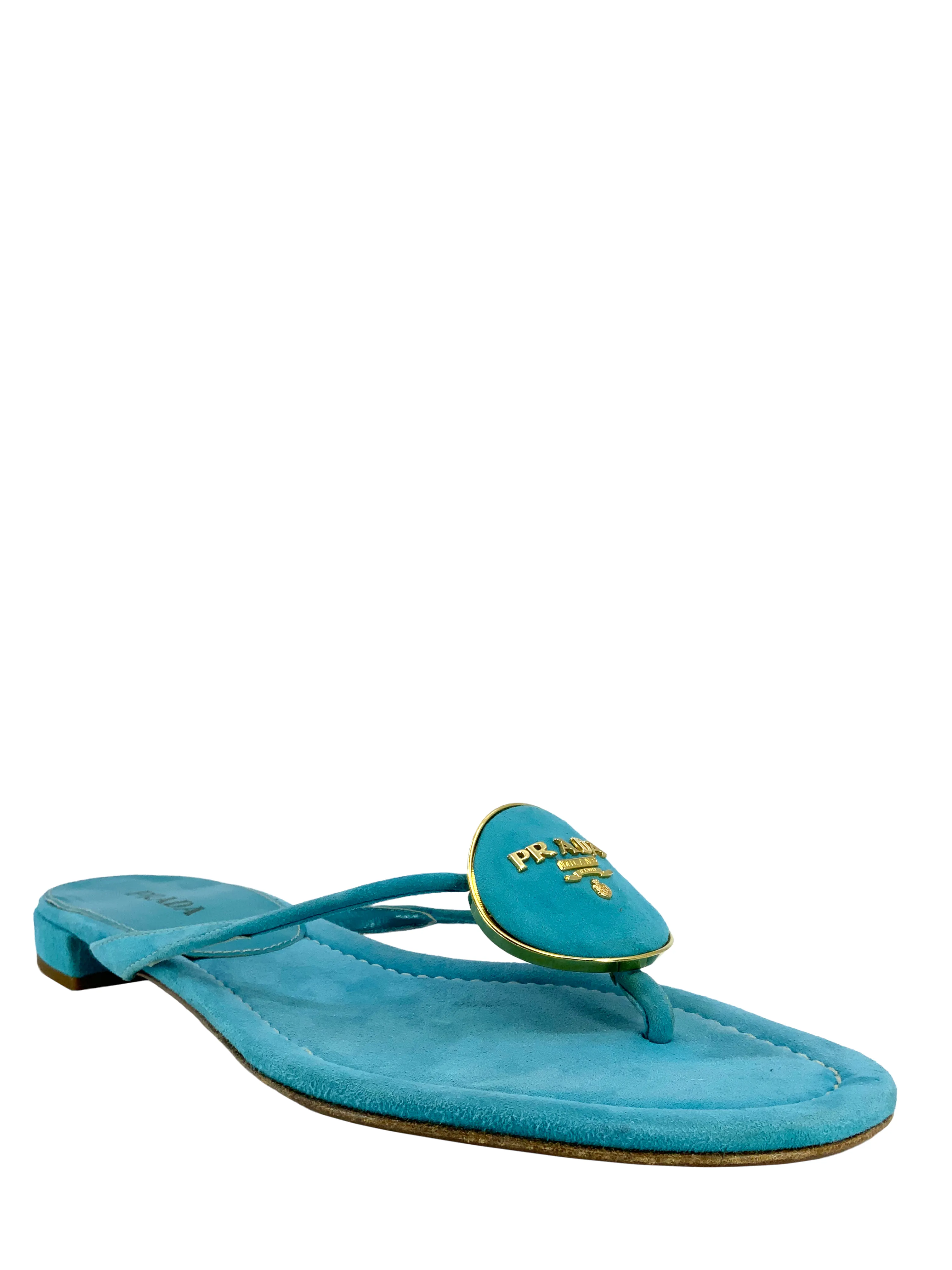 Prada Suede logo Thong Sandals Size 8.5