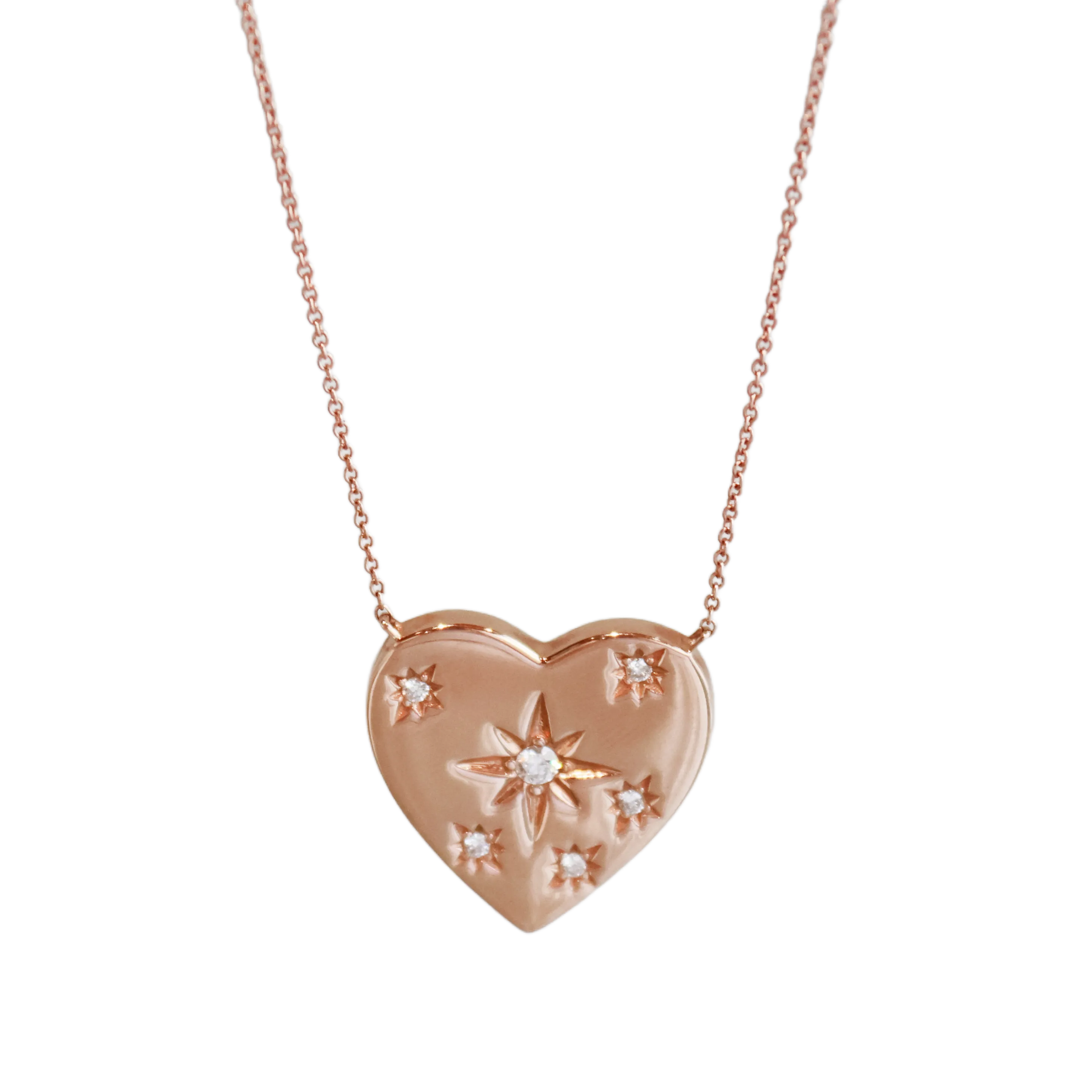 Rose Gold Large Diamond Heart Necklace