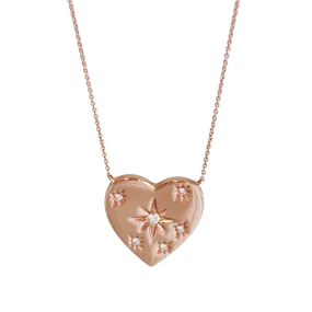 Rose Gold Large Diamond Heart Necklace